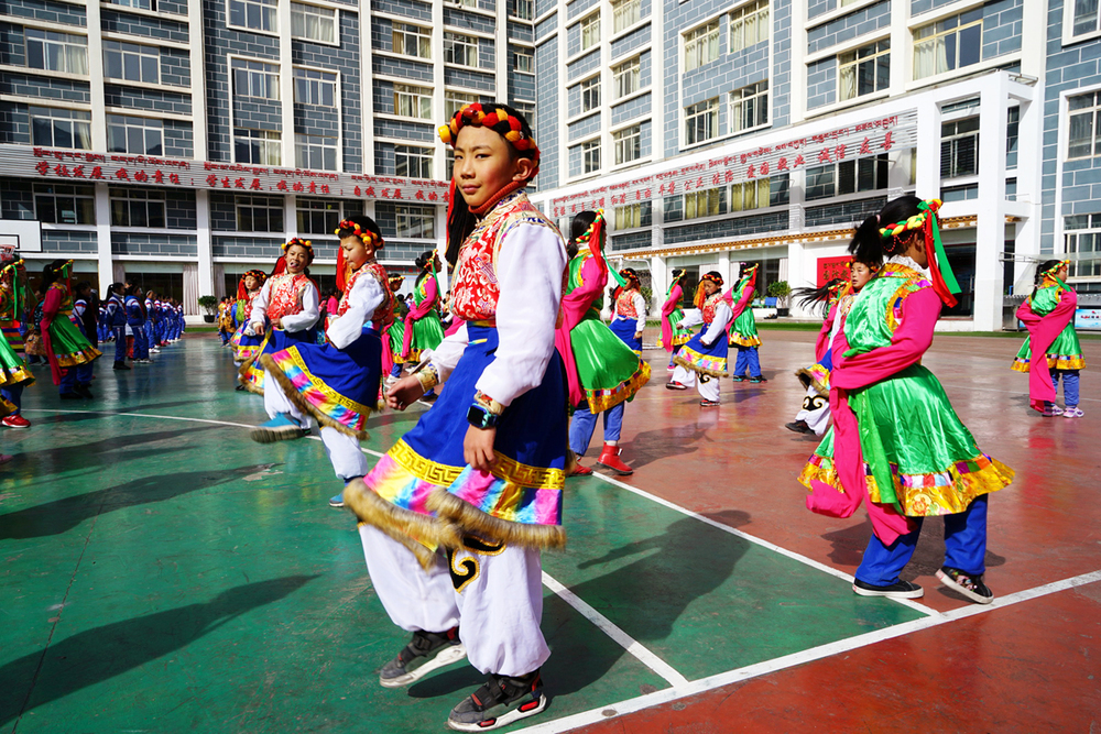 图片默认标题_fororder_图6，昌都市实验小学的孩子们表演民族舞蹈。 摄影：刘娜.JPG