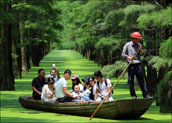 "ป่าไม้ลอยน้ำ" ในเมืองอู่ฮั่นดึงดูดนักท่องเที่ยวจำนวนมาก