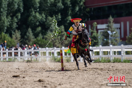 ทิเบตจัดแสดงขี่ม้าในเทศกาลโชตุน