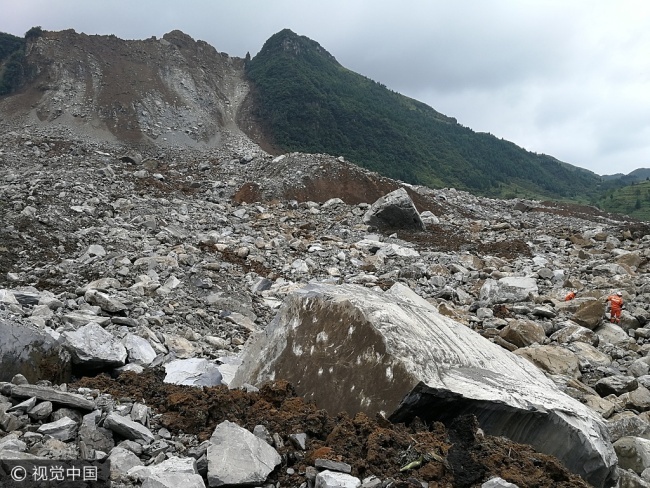 A landslide happens in Zhangjiawan Township, southwest China's Guizhou Province on August 28, 2017. Two people have died and a further 25 are missing. [Photo: VCG]