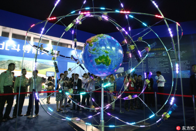 This is a model of BeiDou Navigation Satellite System. [Photo: IC]