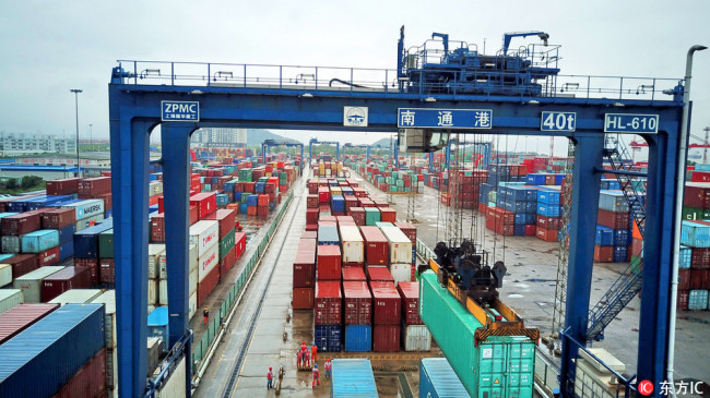 China's goods trade volume rose 16.6 percent to 20.29 trillion yuan (3.08 trillion U.S. dollars) in the first three quarters of this year. [File photo: IC]