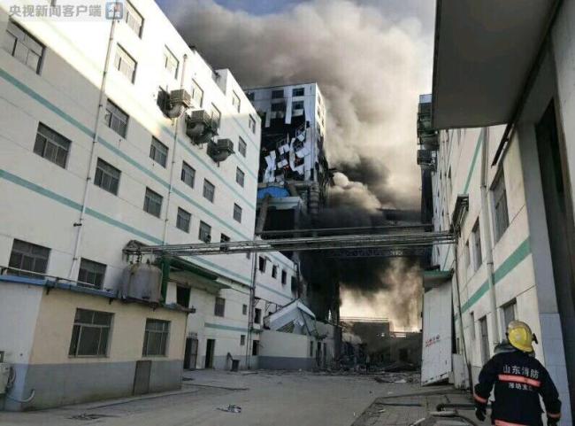 A fire at a chemical plant killed seven people and injured four others in east China's Shandong Province, local authorities said on Tuesday, December 19, 2017.[Photo: CCTV]