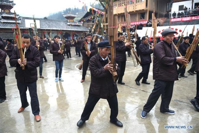贵州侗族人欢庆侗年 Dong people celebrate traditional New Year festival in Guizhou