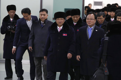 North Korea's 32-member delegation arrives at Yangyang international airport in Yangyang County in Gangwon Province, South Korea, Feb. 1, 2018. [Photo: AP]