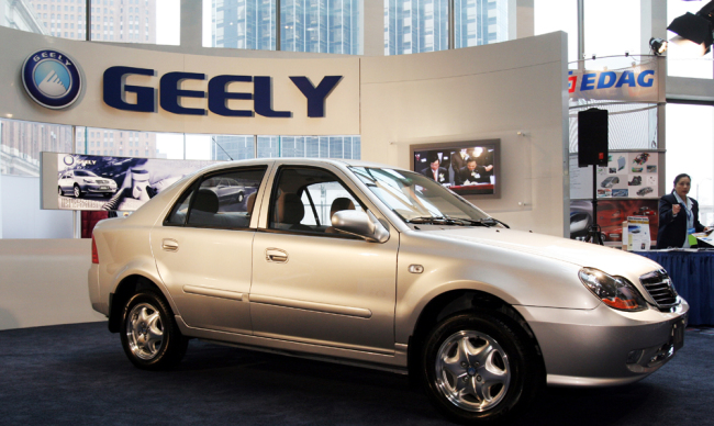 The Geely 7151 CK sedan is shown at Cobo Hall at the North American International Auto Show in Detroit, January 9, 2006. [File Photo: AP/Rob Widdis]