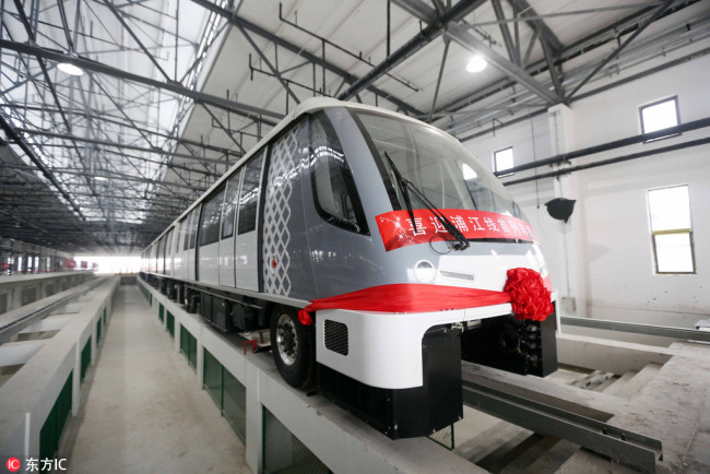 A driverless train for Shanghai Metro is pictured at a maintenance station in Shanghai, on January 10, 2017. [File photo: IC]