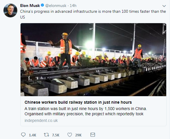 A screenshot of American entrepreneur Elon Musk’s Twitter account [Screenshot: China Plus]