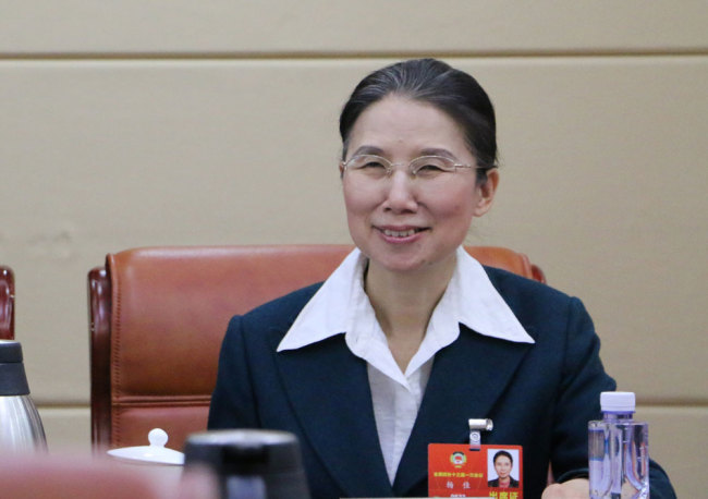 Yang Jia attends a group discussion of the Chinese People's Political Consultative Conference (CPPCC), China's top political advisory body, in Beijing on March 4, 2018. [Photo: China Plus]