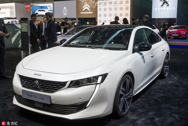 The New Peugeot 508 is presented during the press day at the 88th Geneva International Motor Show in Geneva, Switzerland, March 7, 2018. [Photo: IC]