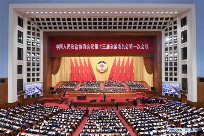 The third plenary meeting of the first session of the 13th National Committee of the Chinese People's Political Consultative Conference (CPPCC) is held at the Great Hall of the People in Beijing, capital of China, March 10, 2018. [Photo: Xinhua]