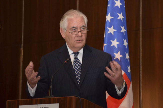U.S. Secretary of State Rex Tillerson, speaks during a press conference at the Presidential Villa in Abuja, Nigeria, Monday March 12, 2018. [File photo: AP/Azeez Akunleyen]