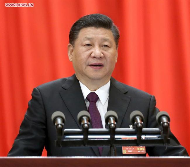 Chinese President Xi Jinping makes a keynote speech at the closing meeting of the first session of the 13th National People's Congress (NPC) at the Great Hall of the People in Beijing, capital of China, March 20, 2018. [Photo: Xinhua]