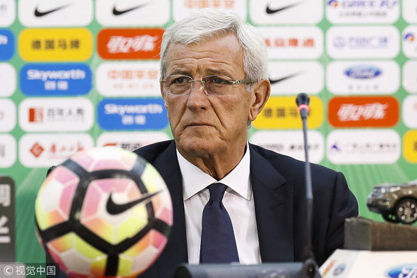 China's head coach Marcello Lippi attends a press conference after Wales thrashes hosts China 6-0 in the opener of the 2018 China Cup International Football Championship in Nanning, southwest China's Guangxi Zhuang Autonomous Region, on March 22, 2018. [Photo: VCG]