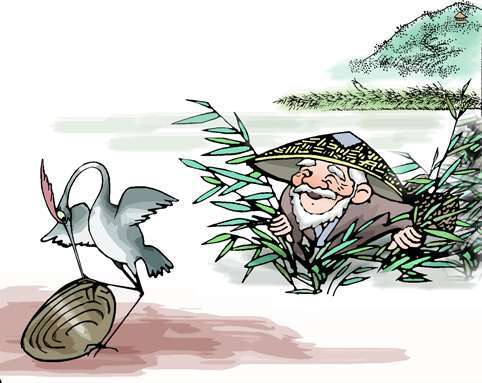A cartoon picture interprets The Snipe Clam Grapple story. [Photo: blog.sina.com.cn]