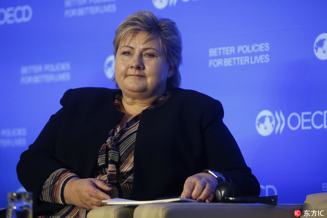 Norway's Prime Minister Erna Solberg. [File Photo: IC]