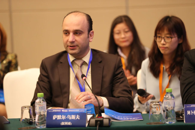Somar Wassof attends a forum at the Media Leaders' Summit for Asia in Sanya, Hainan Province, on April 9, 2018. [Photo: China Plus]