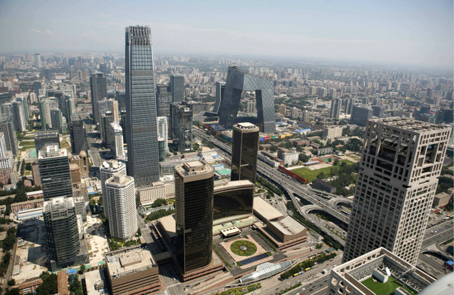 This aerial photo shows the central business district in Beijing. [Photo: AP]