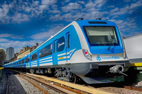 The undated photo shows a Chinese produced metro train in service in Buenos Aires, capital city of Argentina. [Photo: CRRC]
