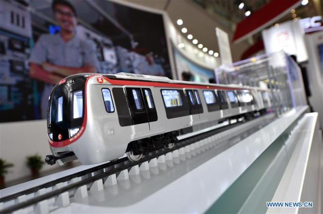 Photo taken on May 16, 2018 shows a train model during the 2nd World Intelligence Congress in Tianjin, north China. [Photo: Xinhua]