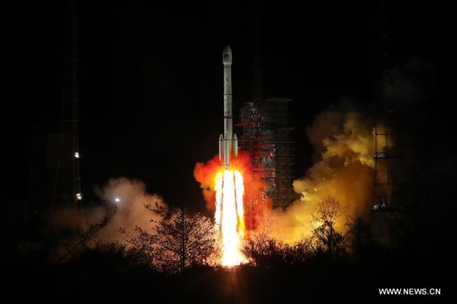 China sends twin satellites into space with a single carrier rocket, adding two more members for its domestic BeiDou Navigation Satellite System (BDS), in Xichang of southwest China's Sichuan Province, on March 30, 2018. [Photo: Xinhua]