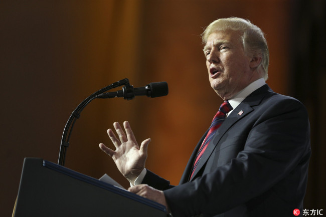 United States President Donald J. Trump delivers remarks during the Susan B. Anthony List 11th Annual Campaign for Life Gala in the National Building Museum on May 22, 2018 in Washington, DC. [File Photo: IC]