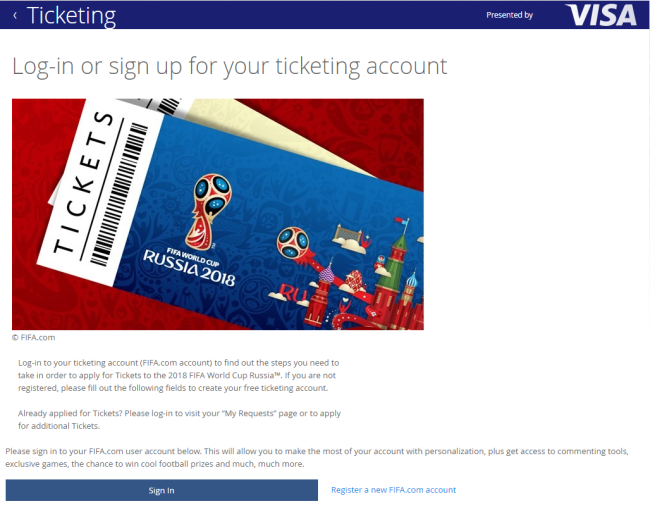 The ticketing site on the FIFA official website [Photo: screen shot from fifa.com]