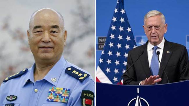 Xu Qiliang, vice chairman of China's Central Military Commission and U.S. Secretary of Defense James Mattis. [File photo: China Plus] 