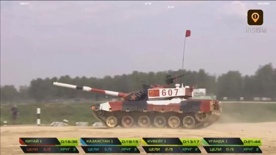 China's tank-607 takes part in the tank competition at the International Army Games 2018 in Russia, July 28. [Photo: sina.com.cn]