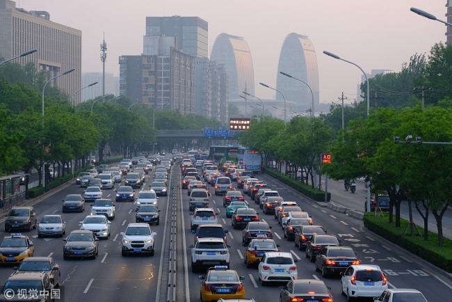 Beijing's North Second Ring Road during the evening rush hour on April 28, 2018. [File photo: VCG]