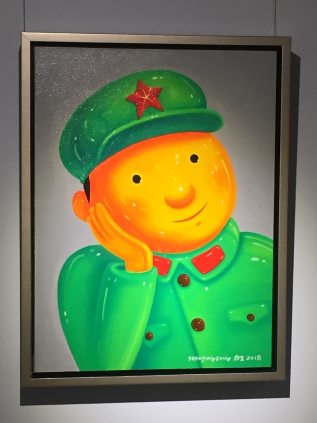 A painting by Chinese artist Shen Jingdong, at Parkview Green Art in Beijing, is part of his ongoing solo exhibition titled "Guns and Roses." [Photo: China Plus]