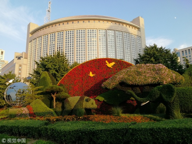 Plant sculptures for the 2018 Beijing summit of the Forum on China-Africa Cooperation in Beijing on August 20, 2018 [Photo: VCG]
