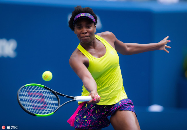 Venus Williams of the United States in action during the first round of the 2018 US Open Grand Slam tennis tournament, New York, August 27, 2018. [Photo: IC]