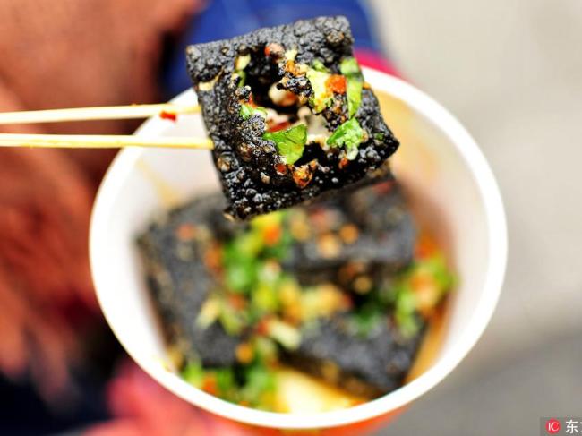 Stinky tofu, a local delicacy from Changsha, Hunan province.