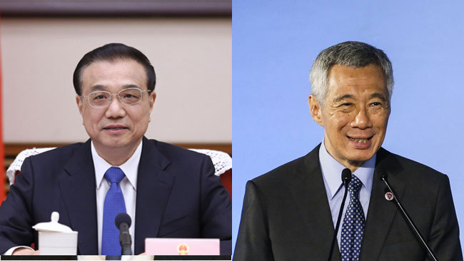 Chinese Premier Li Keqiang and Singaporean Prime Minister Lee Hsien Loong. [Photo: China Plus]