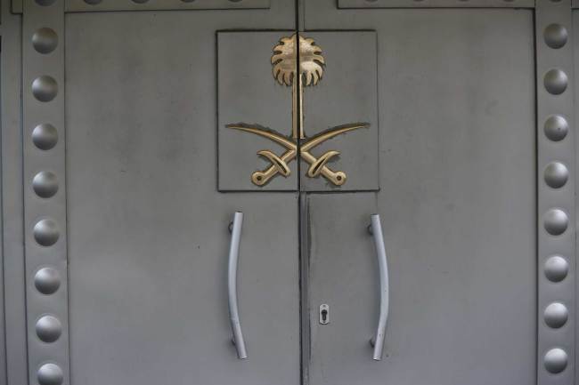 The entrance to Saudi Arabia's consulate in Istanbul, Tuesday, Oct. 23, 2018. [File photo: AP]