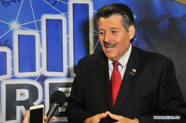 Mayor of Laredo Pete Saenz receives an interview with Xinhua in Laredo, Texas, the United States, on Sept. 19, 2018. [Photo: Xinhua]