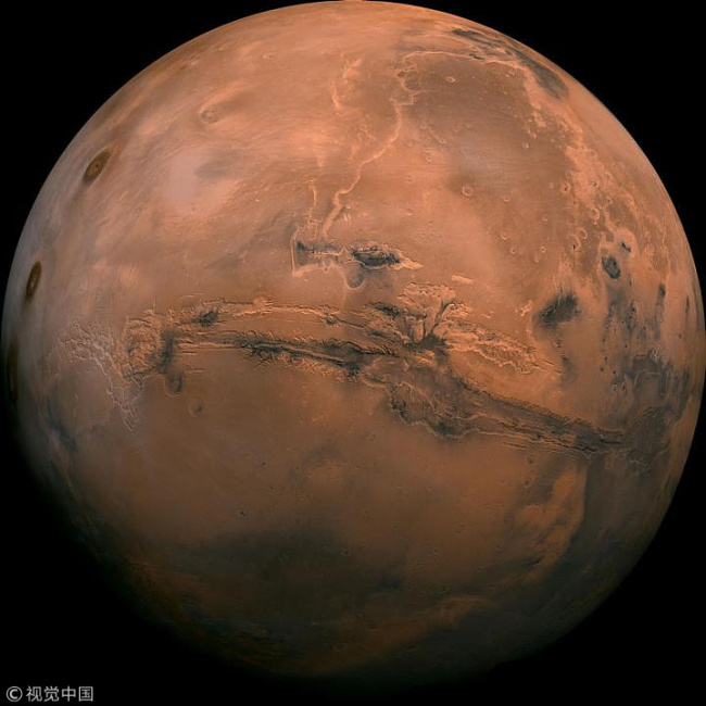 The planet Mars is seen in an image taken by the ISRO Mars Orbiter Mission (MOM) spacecraft. [Photo: VCG]