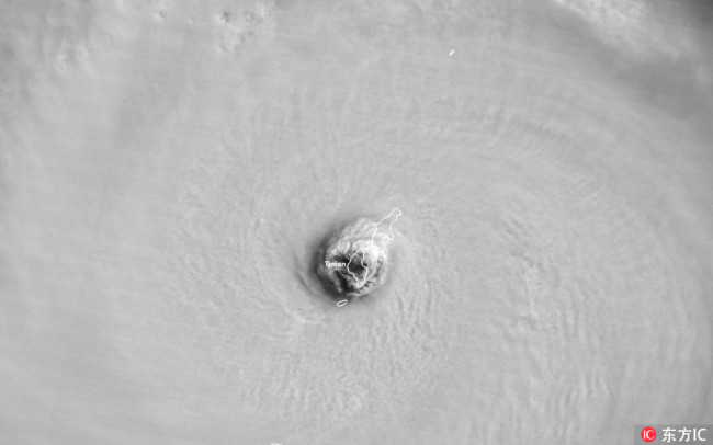 NOAA20 captured the moment the eye of Super Typhoon Yutu passed directly over Tinian Island, one of three main islands of the Northern Mariana Islands, October 24, 2018. [Photo:IC]