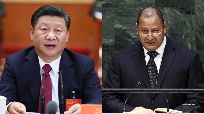 Chinese President Xi Jinping (left) and Tongan King Tupou VI. [Photo:China Plus]