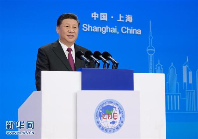 Chinese President Xi Jinping delivers a keynote speech at the opening ceremony of the China International Import Expo in Shanghai on November 5, 2018. [Photo: Xinhua]