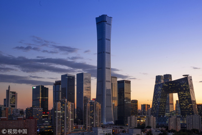 Skyscraper in Chaoyang district, Beijing CBD, China. [Photo: VCG]