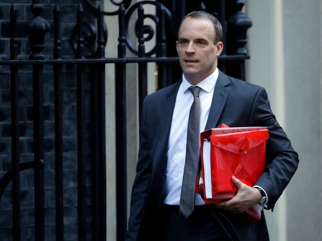 Britain's Secretary of State for Exiting the European Union Dominic Raab leaves Downing Street to attend Prime Minister's questions in London, Wednesday, Nov. 14, 2018. [File photo: AP] 