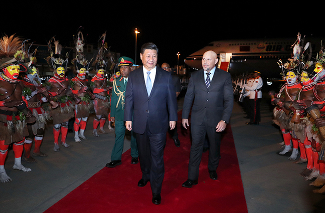 Chinese President Xi Jinping arrived in Port Moresby on Thursday, November 15, 2018 to pay a state visit to Papua New Guinea and attend the Asia-Pacific Economic Cooperation (APEC) Economic Leaders' Meeting. [Photo: Xinhua]