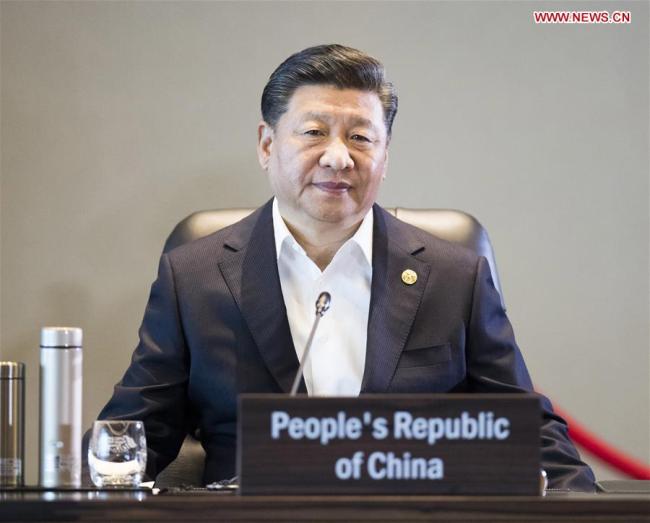 Chinese President Xi Jinping attends the 26th Asia-Pacific Economic Cooperation (APEC) Economic Leaders' Meeting and delivers a speech titled "Harnessing Opportunities of Our Times To Jointly Pursue Prosperity in the Asia-Pacific" in Port Moresby, Papua New Guinea, on Nov. 18, 2018. [Photo: Xinhua/Huang Jingwen]