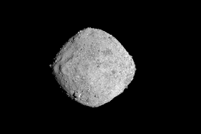 This Nov. 16, 2018, image provide by NASA shows the asteroid Bennu. The image, which was taken by the PolyCam camera, shows Bennu at 300 pixels and has been stretched to increase contrast between highlights and shadows. [Photo: NASA/Goddard/University of Arizona via AP]