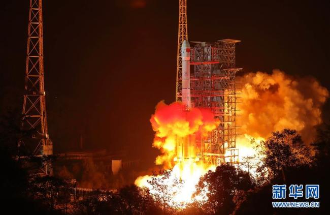 A Long March-3B rocket, carrying the Chang'e-4 lunar probe including a lander and a rover, blasts off from the Xichang Satellite Launch Center in southwest China's Sichuan Province at 2:23 a.m. on Saturday, December 8, 2018. [Photo: Xinhua]