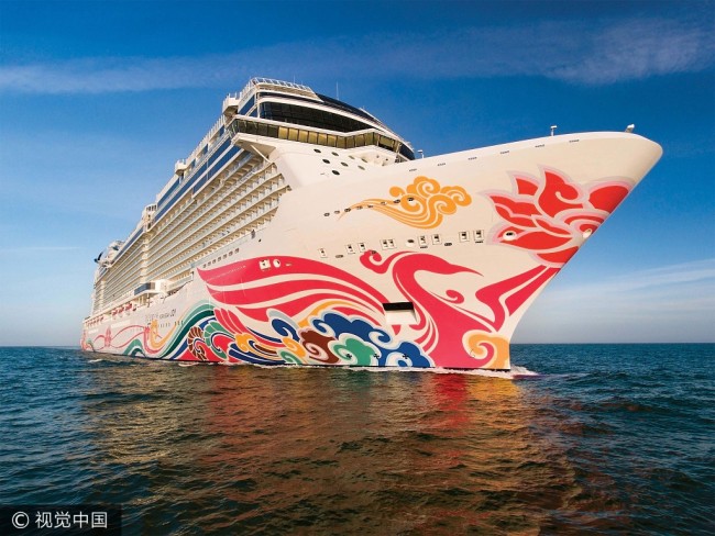 The Norwegian Joy, the largest cruise ship in the Asia-Pacific region was built in Germany. The 'Breakaway Plus' class cruise ship was designed specifically for the Chinese market. [File photo: VCG]