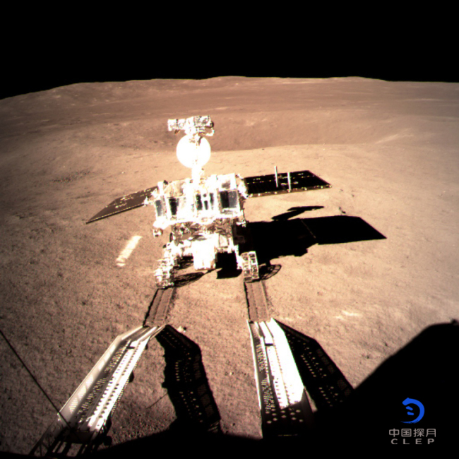 China's lunar rover, Yutu-2, or Jade Rabbit-2, left the first ever "footprint" from a human spacecraft on the far side of the moon late at night on Thursday, Jan. 3, 2019, after it separated from the lander smoothly.[Photo: clep.org.cn]
