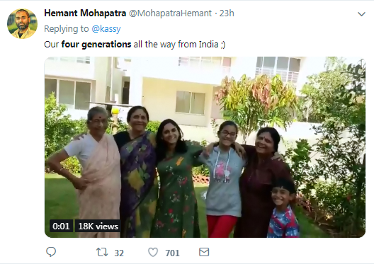 A Netizen from India upload his video of four generations on Twitter.[Screenshot: China Plus]